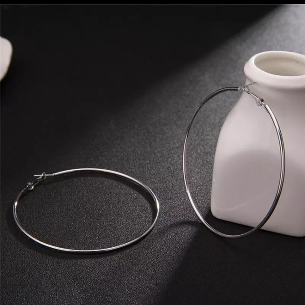 Medium 6cm Silver Hoop Earrings